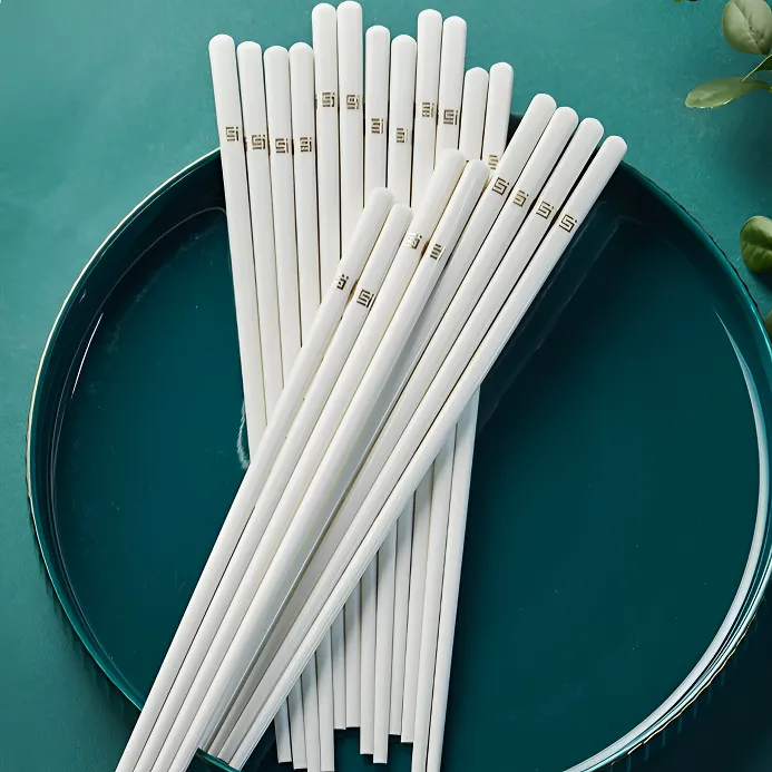 景德镇陶瓷筷子家用高档新款防霉高级耐高温筷子轻奢高端白色瓷筷