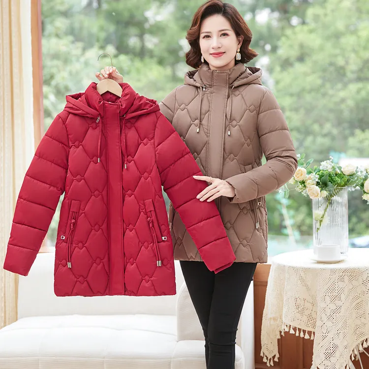 妈妈冬装加肥加大码洋气棉服中长款中老年棉衣女外套中年棉袄