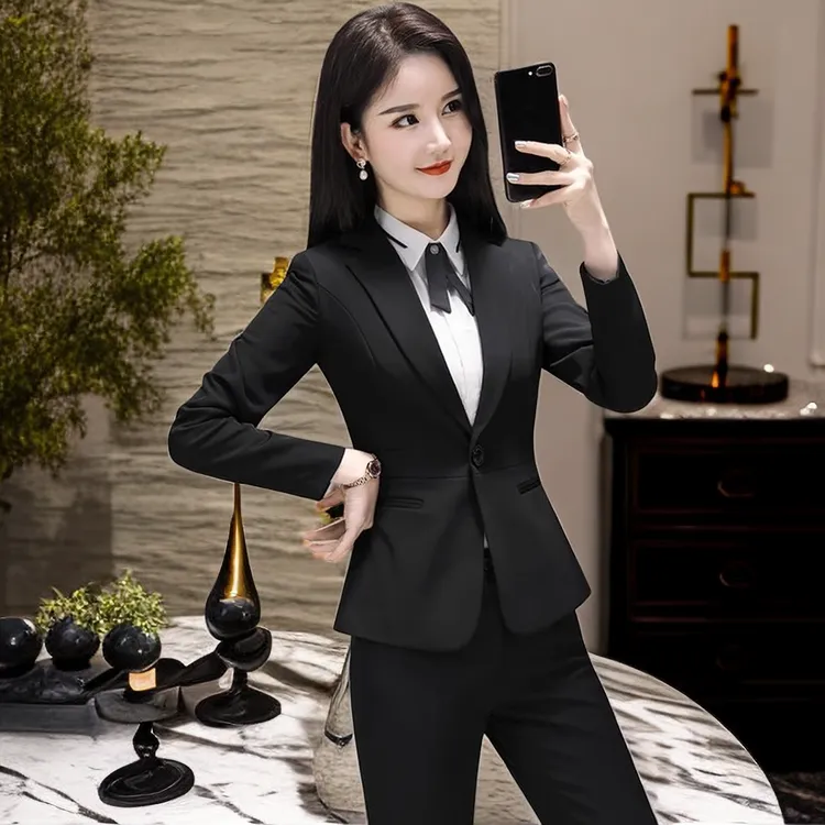 秋冬职业装女装套装新款气质西服面试正装工作服女士长袖西装套装