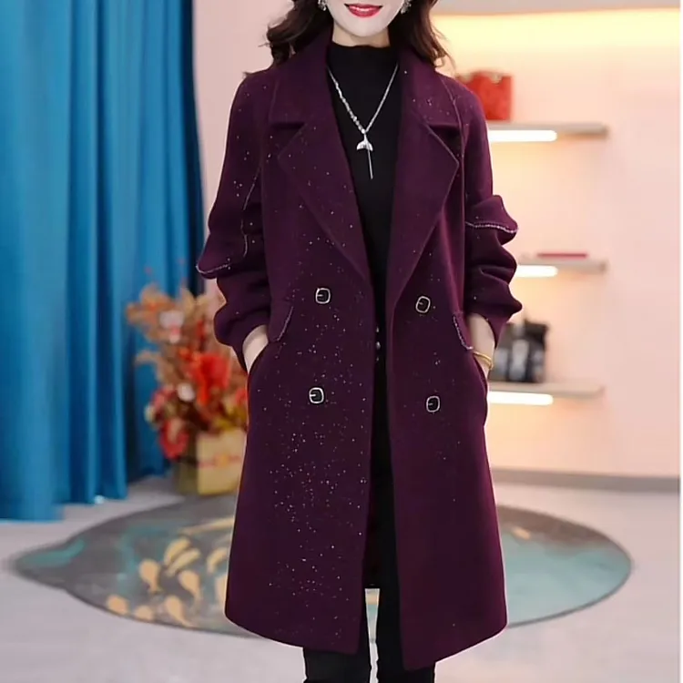 2024秋季新款时尚百搭秋冬风衣气质显瘦休闲毛呢外套女中长款洋气