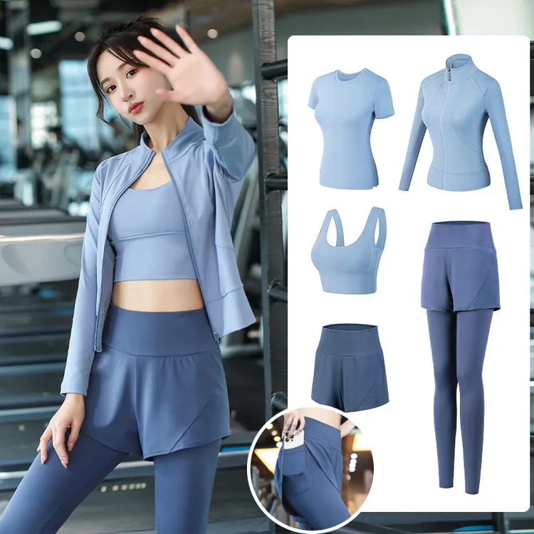 瑜伽套装女运动健身服秋冬季晨跑长袖户外跑步显瘦时尚瑜伽服网红