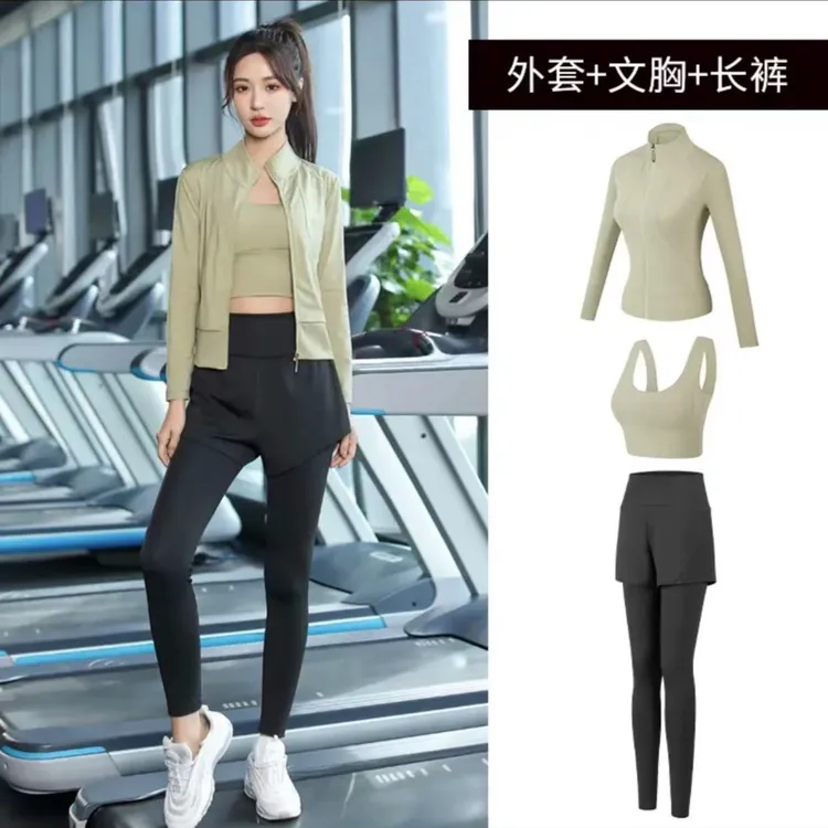 新款春夏季瑜伽套装运动健身晨跑户外跑步显瘦时尚薄款瑜伽
