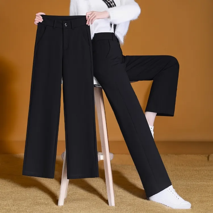 窄版直筒裤女高腰显瘦2025秋冬新款爆款裤子黑色休闲西装直筒女裤