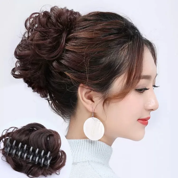 花苞头假发女盘发器丸子头丸子头假发圈发饰短发抓夹发夹头饰头花