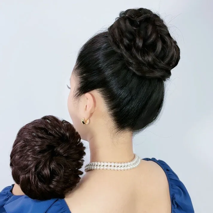 高扎丸子头假发发圈女高颅顶皮筋松紧蓬松丸子头蓬松造型发圈盘发