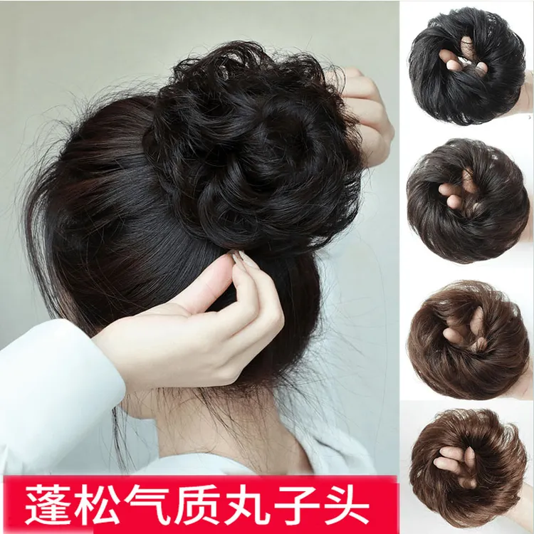 假发仿真发圈新娘盘发头花卷发皮筋蓬松丸子头大花苞头假发包女