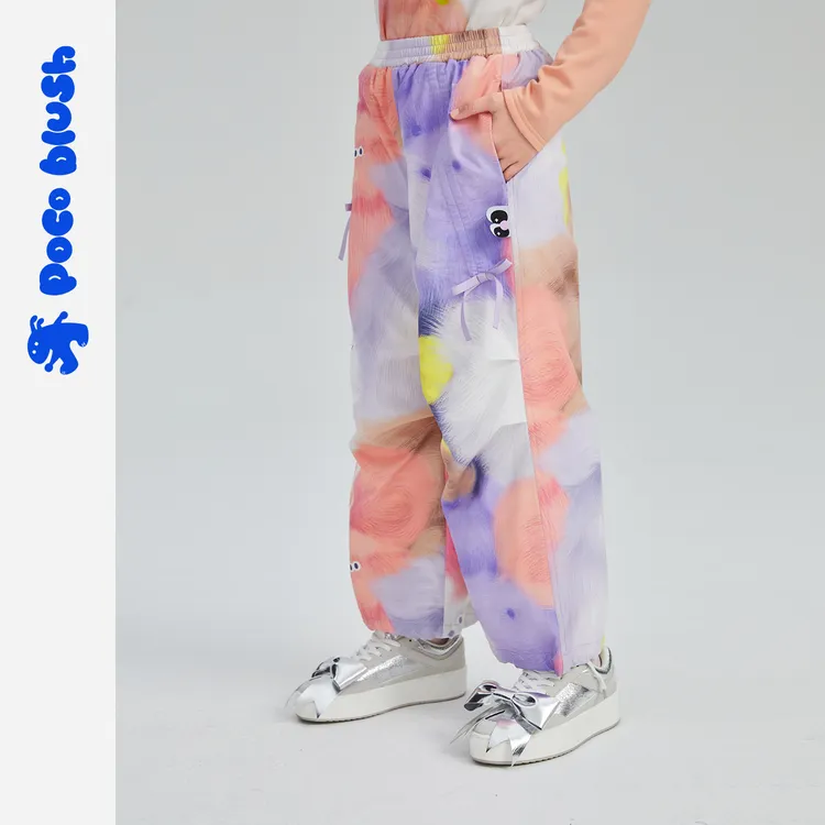 poco blush原创设计毛绒玩具降落伞工装裤春秋季女童趣味印花裤子