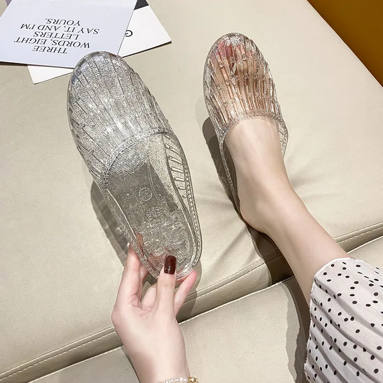 【优支】平底凉拖洗澡水晶浴室防滑臭凉拖鞋夏季镂空软女果冻鞋