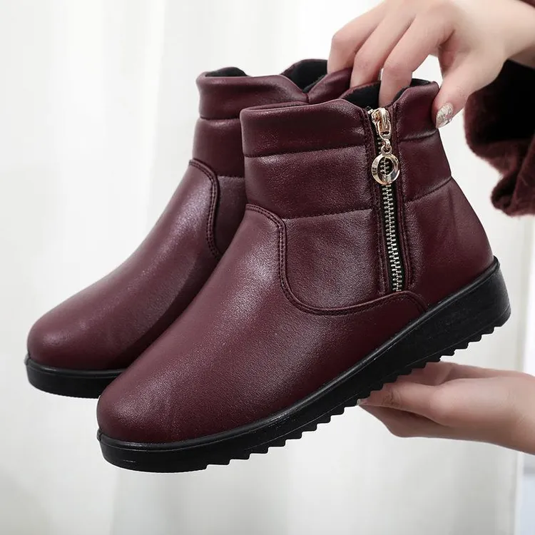 足力健运动冬季高帮老北京布鞋女棉鞋加绒加厚保暖妈妈雪地靴防滑