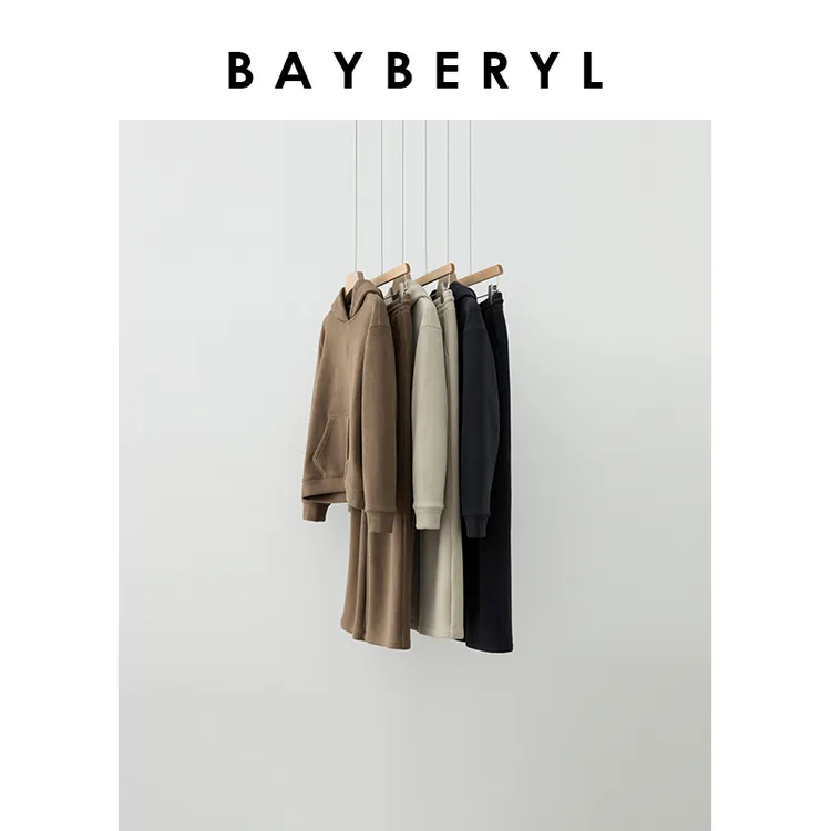 BAYBERYL老贝烘趴派对*摇粒绒保暖松紧裤连帽25秋卫衣NT4K0201