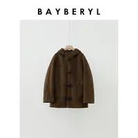 Z7-BAYBERYL老贝巴旦木*棕牛角扣厚连帽一体皮衣PY4J2528-10/26