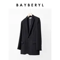 BAYBERY老贝old CE一粒扣立裁黑色百搭秋西装外套XZ3F0903
