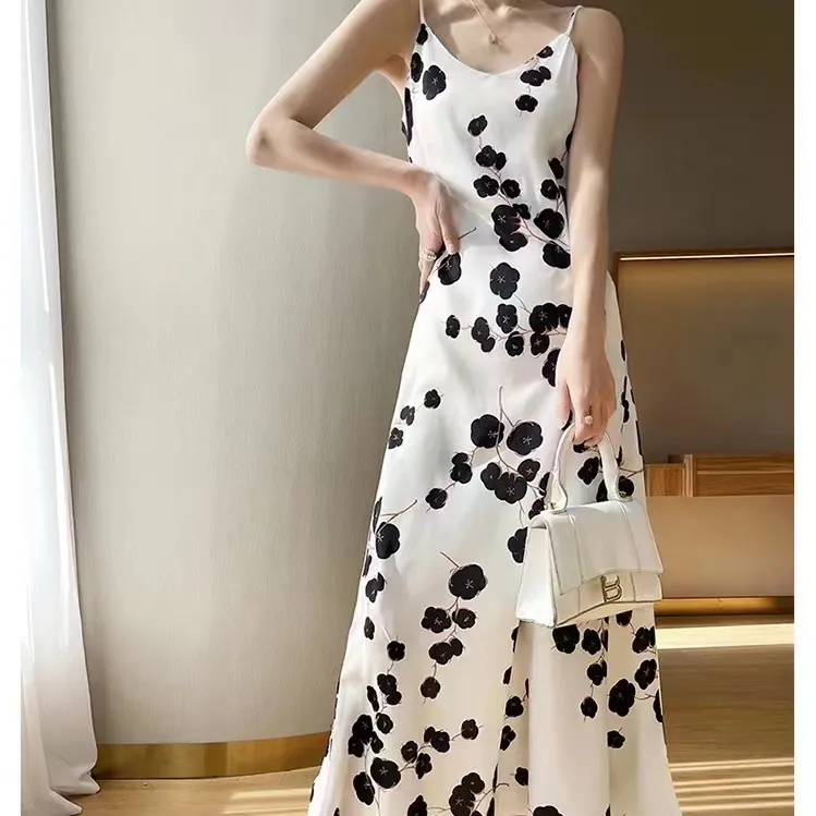 【吊带裙】碎花裙春夏薄款A字版遮肉显瘦百搭中长款吊带连衣裙时尚