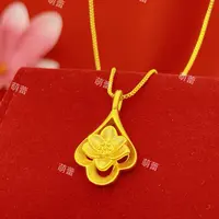 铜合金项链 精美荷花坠链气质时尚女款精致百搭传承简约女锁骨链 