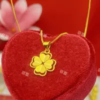 铜合金项链 精美四叶草坠链时尚百搭女士气质精致女四爱心锁骨链 