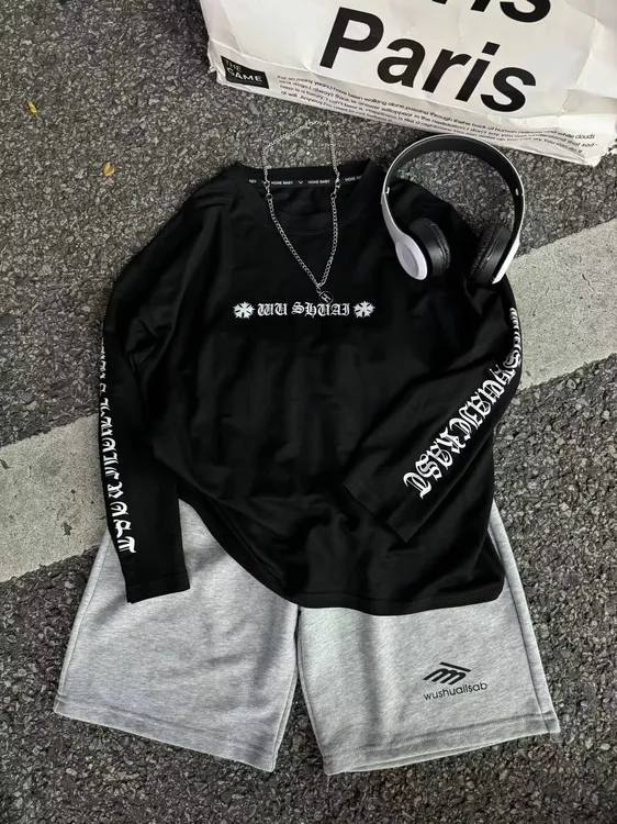 吾2025【Y】4月18日 儿童男童女童时尚潮流黑色长袖套装2158-