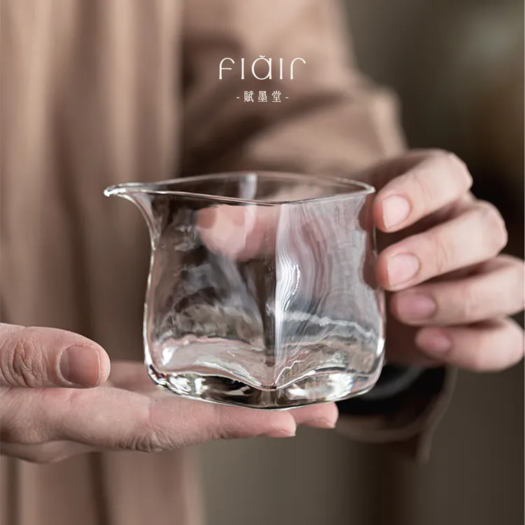 赋墨堂丨四方锤纹玻璃公道杯加厚高硼硅耐高温日式家用分茶器茶海