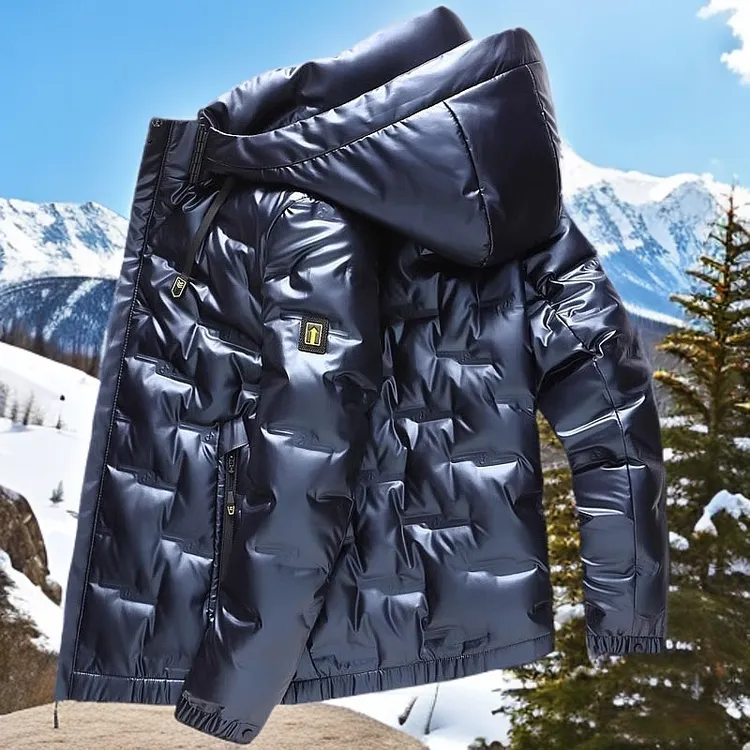 时尚高端中青年羽绒服男冬季短款加厚防风冬装亮面休闲百搭外套潮