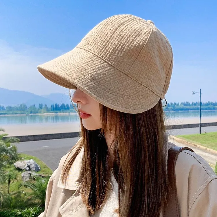 2024年爆款防晒渔夫帽子女春夏季休闲百搭显脸小素颜遮脸鸭舌帽秋