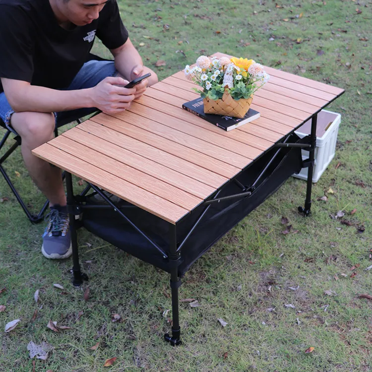向野者户外铝合金升降折叠桌便携式蛋卷桌野炊露营装备轻便摆摊桌