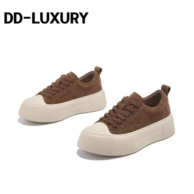 【DD】D25292低帮时尚厚底5cm-LUXURY秋季百搭饼干鞋小众圆头休闲鞋