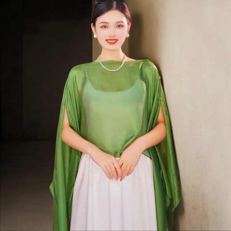 【十个颜色】夏季新款纯色套头雪纺披肩时尚百搭包边荷兰亚麻披肩