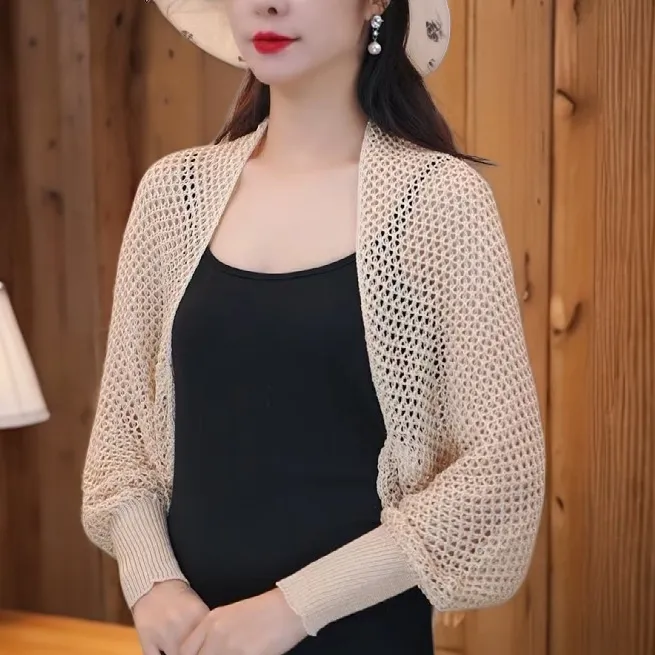 爆款披肩新款网格纯色洋气春夏配裙子外搭旗袍披肩外套夏季空调房