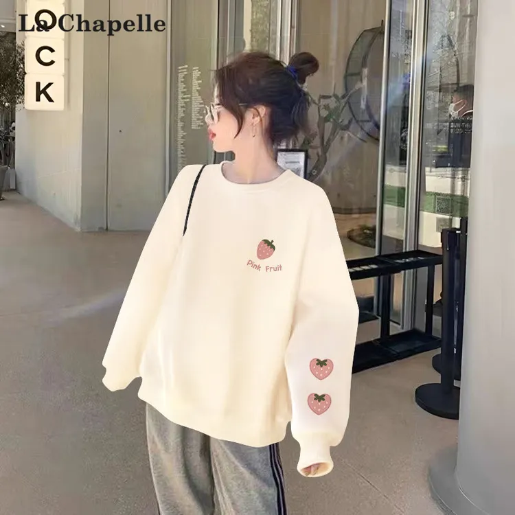 拉夏贝尔卫衣女小众设计感圆领上衣2026新款秋季独特别致套头外套