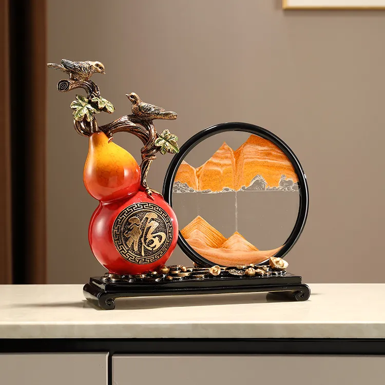 新中式创意流沙画沙漏葫芦摆件客厅玄关电视柜酒柜办公室高档装饰