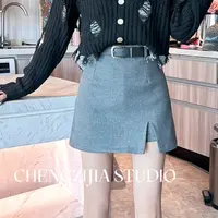 【裴诗婷】QZ0313开叉高腰显瘦短裙