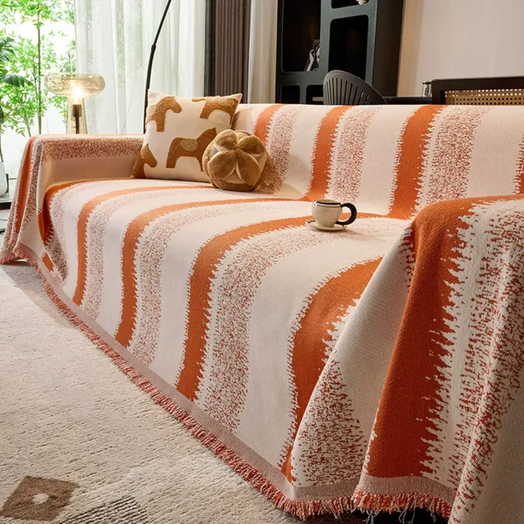 雪尼尔奶油风现代四季通用防滑沙发垫沙发盖布一片式全盖沙发套罩