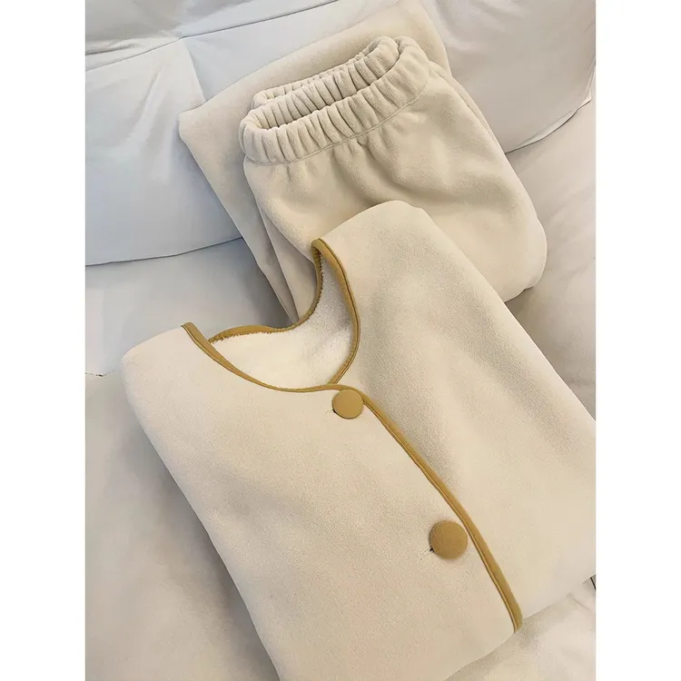 法式高级感法兰绒睡衣女冬款2025年新款大码加绒保暖珊瑚绒家居服