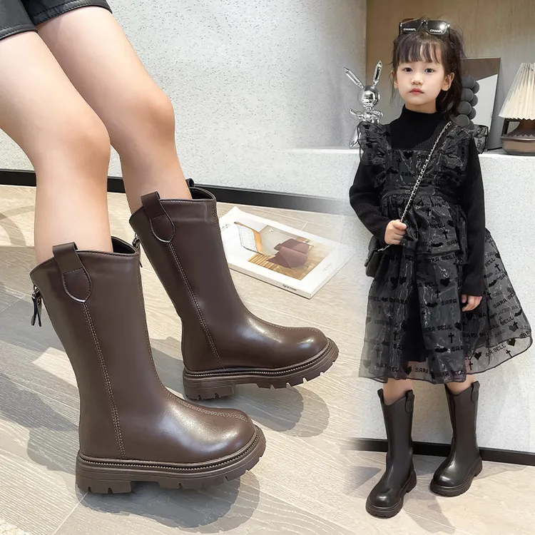 26到38码女童秋冬款儿童长靴女2025新款加绒洋气高筒女童鞋子靴子