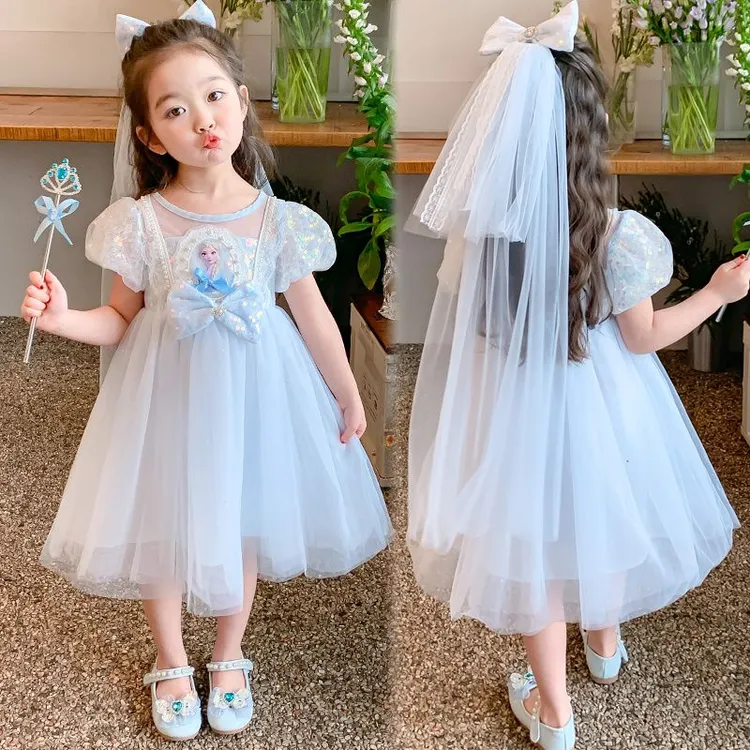 爱莎公主裙夏款2025新款女童连衣裙女宝宝夏装小女孩艾莎儿童裙子