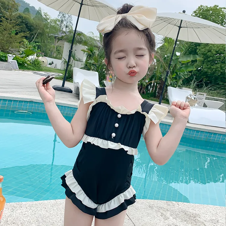 女童泳衣宝宝公主泳装2025新款夏季儿童网红韩版女孩连体游泳衣
