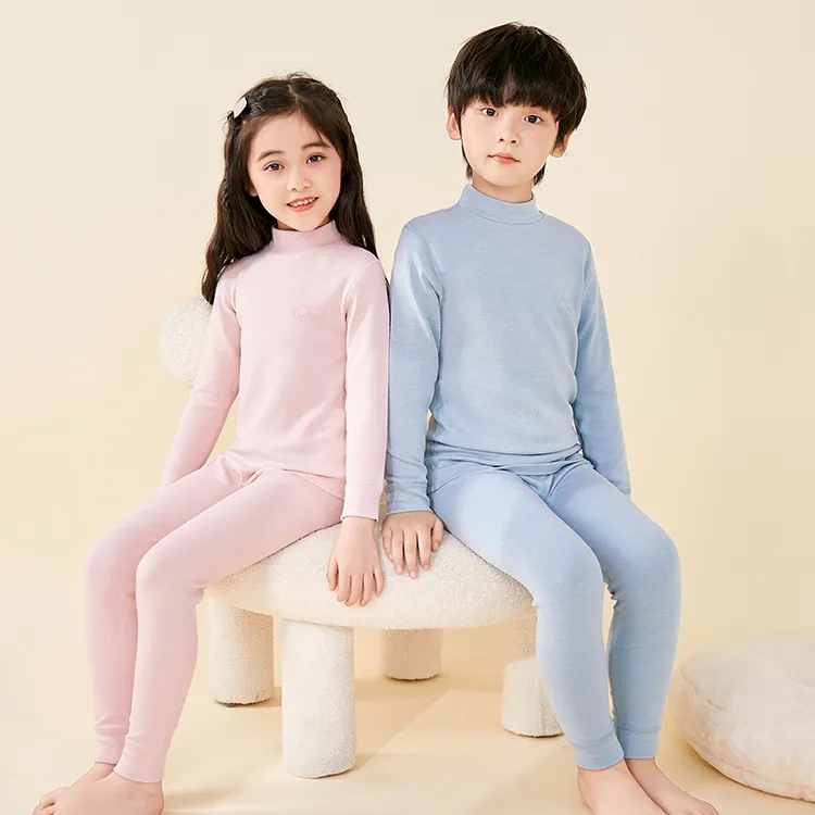 儿童德绒保暖内衣套装半高领女童秋衣秋裤男童加绒加厚家居服a类