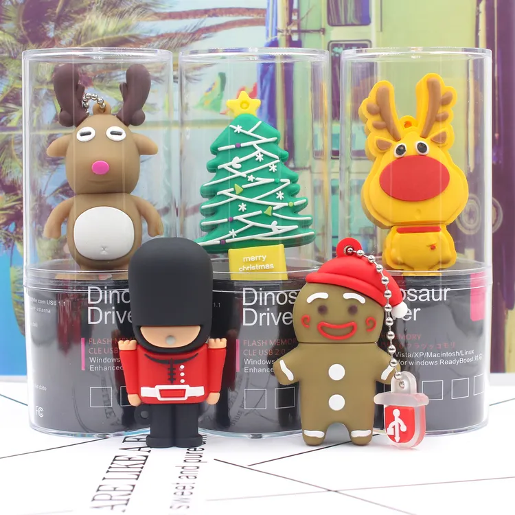 圣诞老人神器U盘大容量可爱姜饼人麋鹿情侣礼品电脑创意卡通迷你