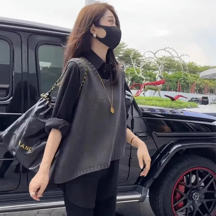 不规则针织马甲女百搭宽松毛衣内搭叠穿休闲背心上衣2024秋装新款