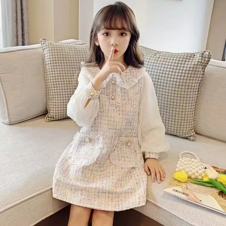 女童连衣裙春秋洋气女宝宝长袖蕾丝裙子儿童时尚秋季女孩公主裙潮