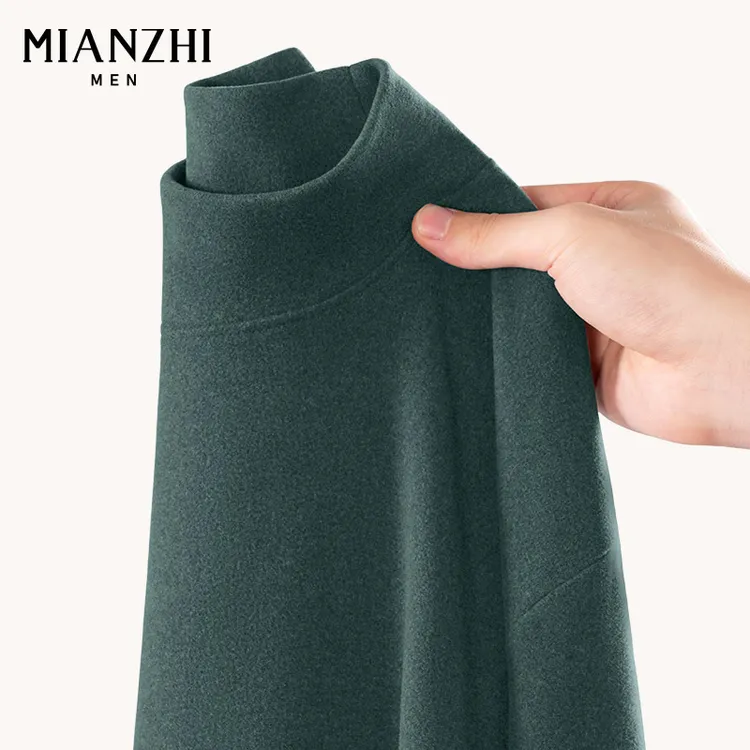 棉致半高领打底衫男士2026年秋冬新款宽松休闲双面绒内搭长袖上衣