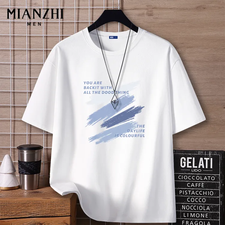 棉致宽松纯棉短袖男夏季新款简约潮流半袖设计感百搭男士t恤上衣