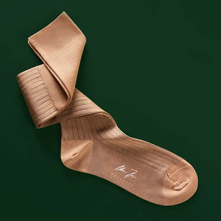 棉正装长筒袜男士商务小腿西装西服正装纯色精梳棉中筒经典袜子