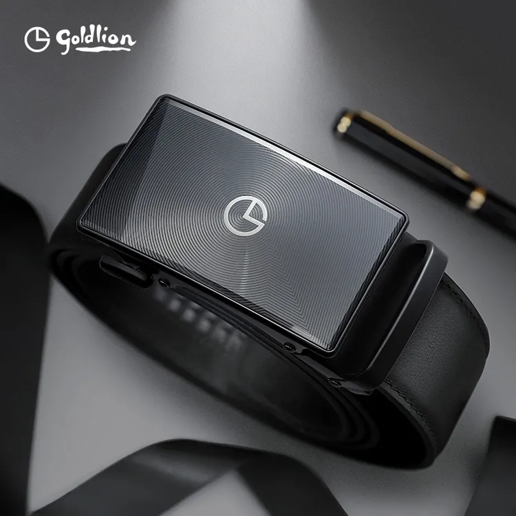 【粉丝专属】送礼必备金利来男士经典黑色激光镜面自动扣商务正装真皮腰带