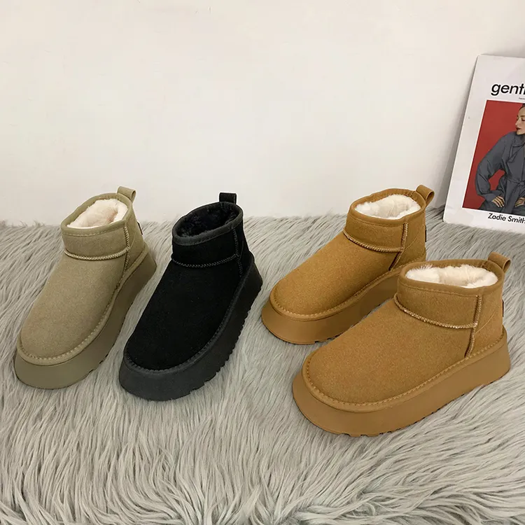 贾不假女棉鞋秋冬季2025新款时尚学生加绒保暖厚底防滑休闲雪地靴