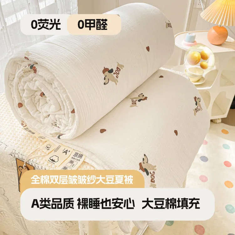 2024新款A类母婴级全棉双层皱皱纱夏被 夏凉被 被子被芯