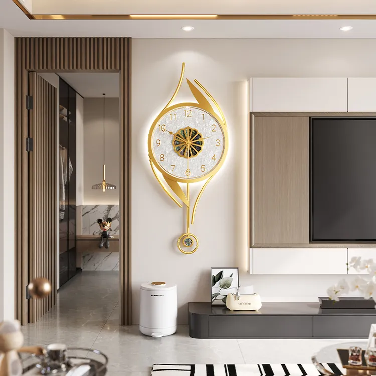 美世达现代轻奢挂钟客厅家用时尚创意静音贝壳时钟挂墙钟表挂墙