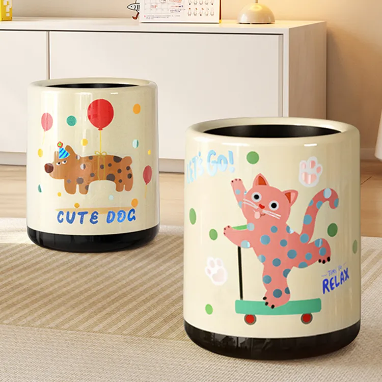 美世达垃圾桶家用新款高颜值客厅卧室卡通可爱多巴胺桶大号大容量