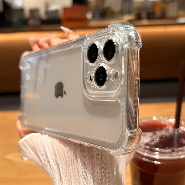 简约防摔四角气囊适用苹果15/14手机壳iPhone13promax透明12/11