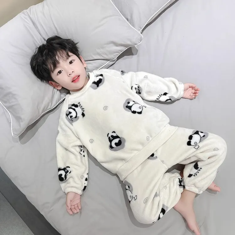 男童睡衣儿童法兰绒秋冬款男孩2025新款冬季加厚珊瑚绒儿童睡衣