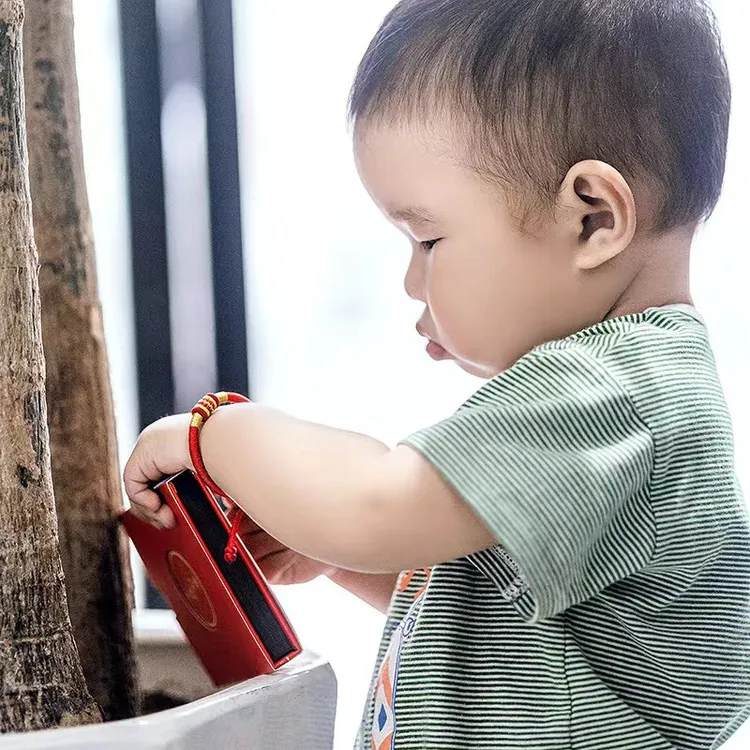 汉珠 非金属布艺手链 宝宝十二月生辰金刚结红绳手链儿童手工编织